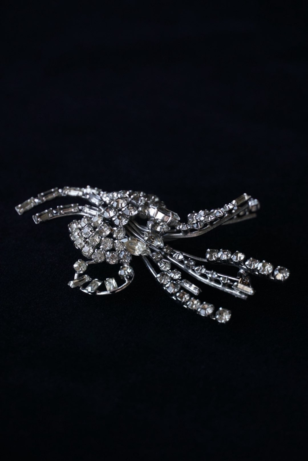Vintage Glass Flower Spray Brooch