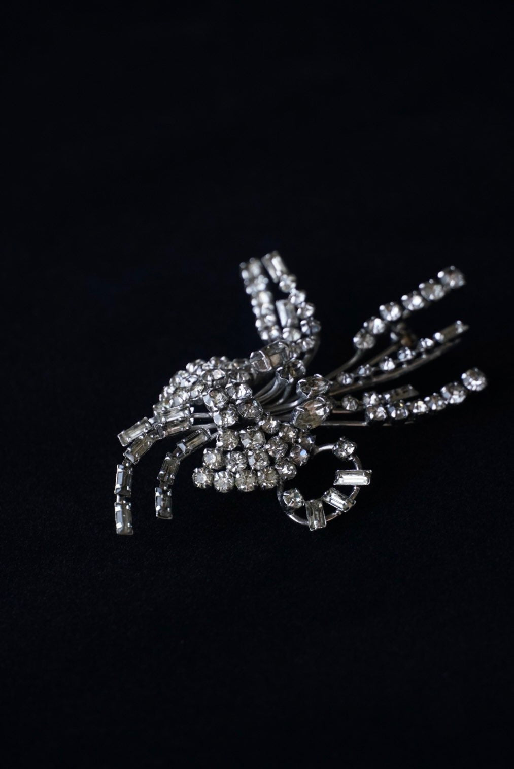 Vintage Glass Flower Spray Brooch