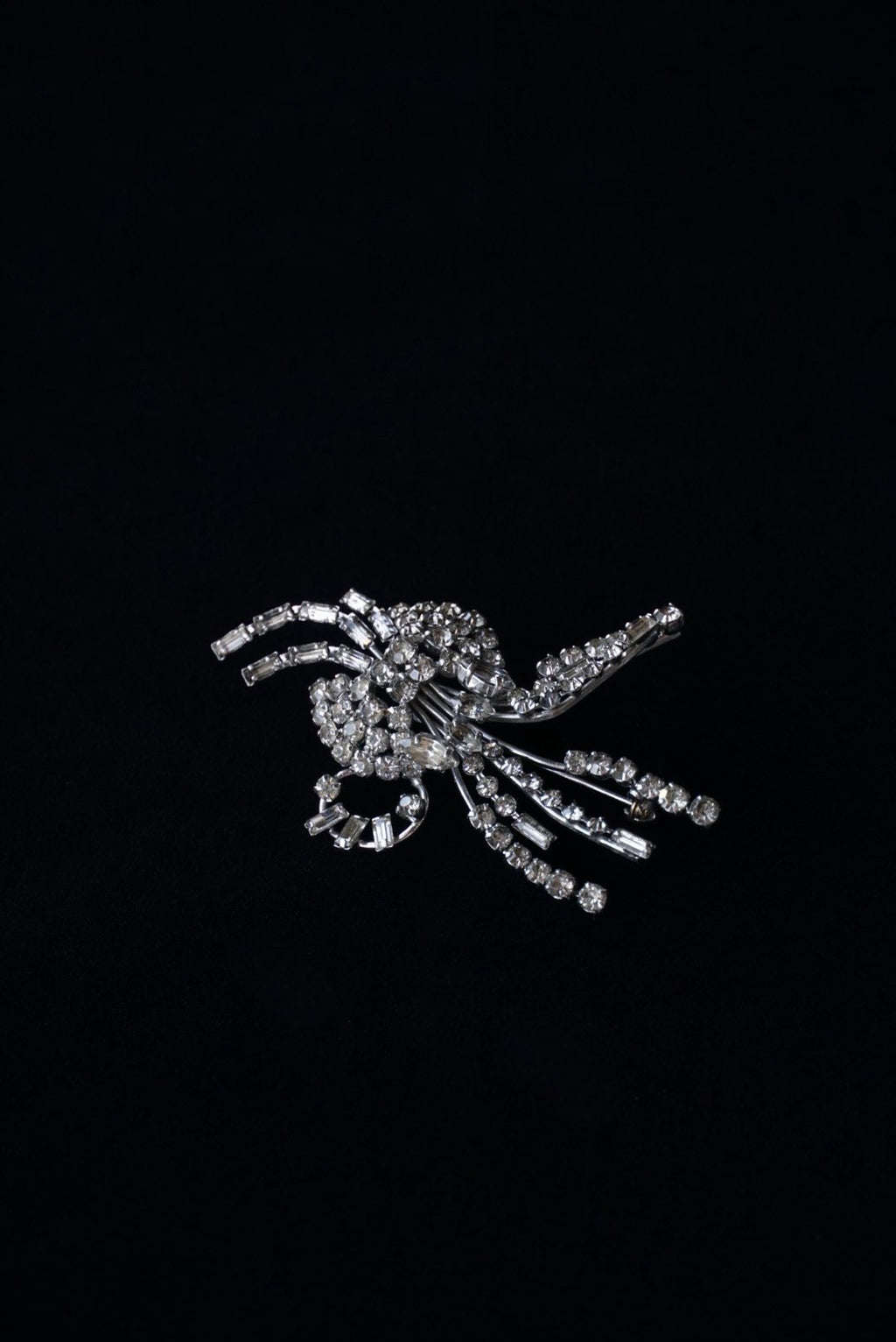 Vintage Glass Flower Spray Brooch