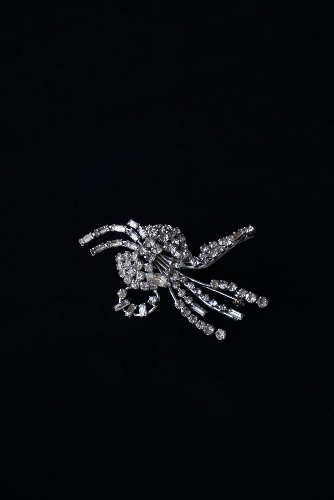 Vintage Glass Flower Spray Brooch
