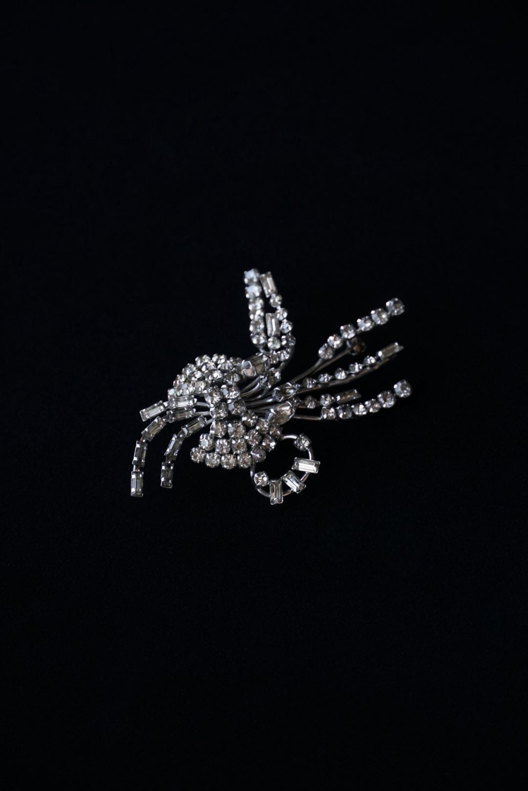 Vintage Glass Flower Spray Brooch