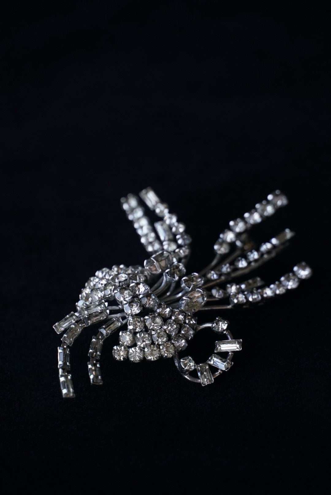 Vintage Glass Flower Spray Brooch