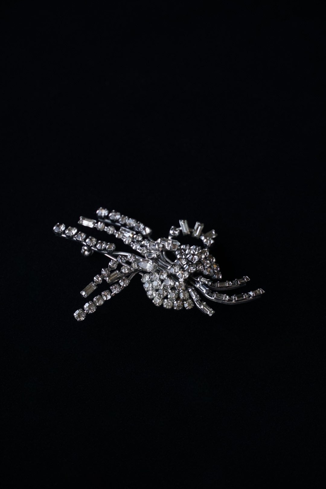 Vintage Glass Flower Spray Brooch