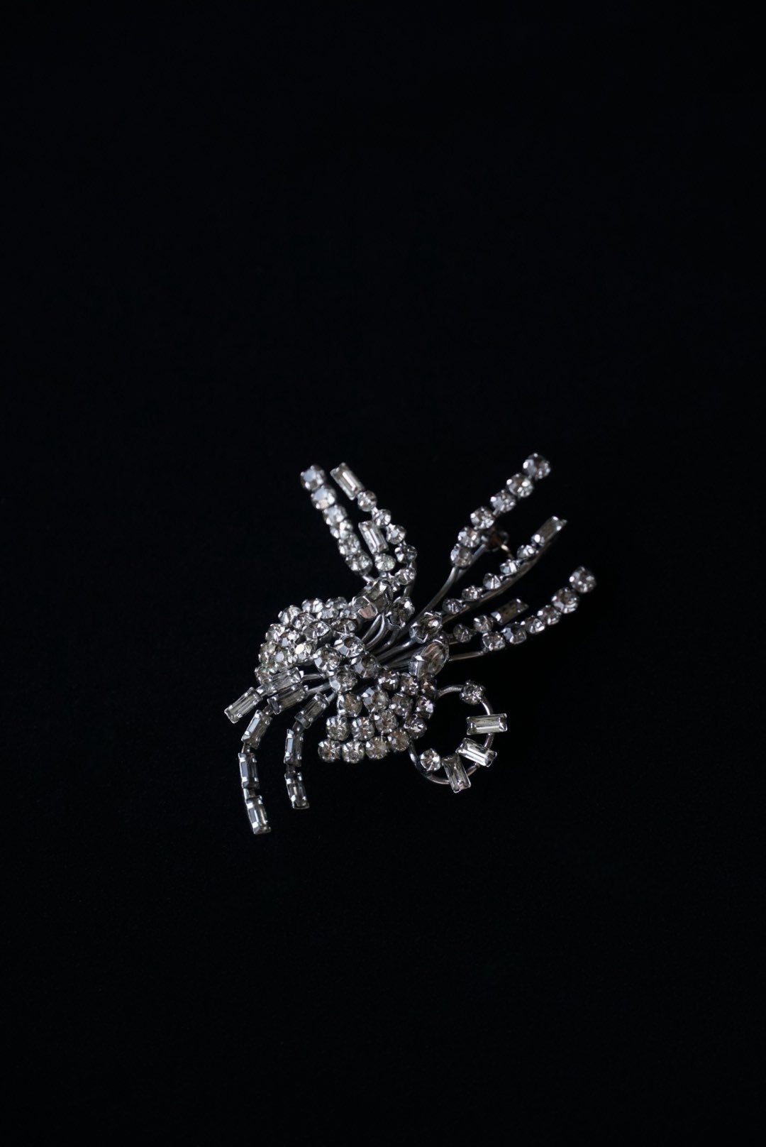 Vintage Glass Flower Spray Brooch