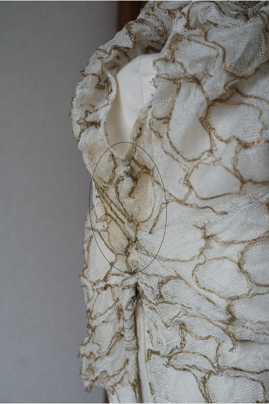 1920’s White×Gold Embroidered Net Maxi Dress