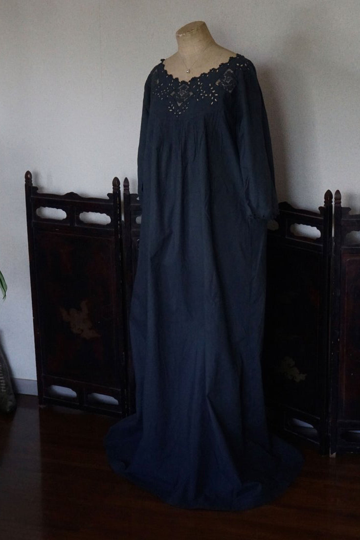 Antique French Cotton Filet lace Long Dress