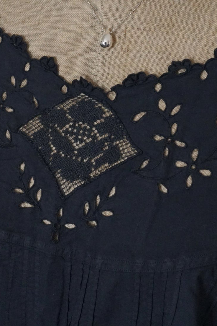 Antique French Cotton Filet lace Long Dress