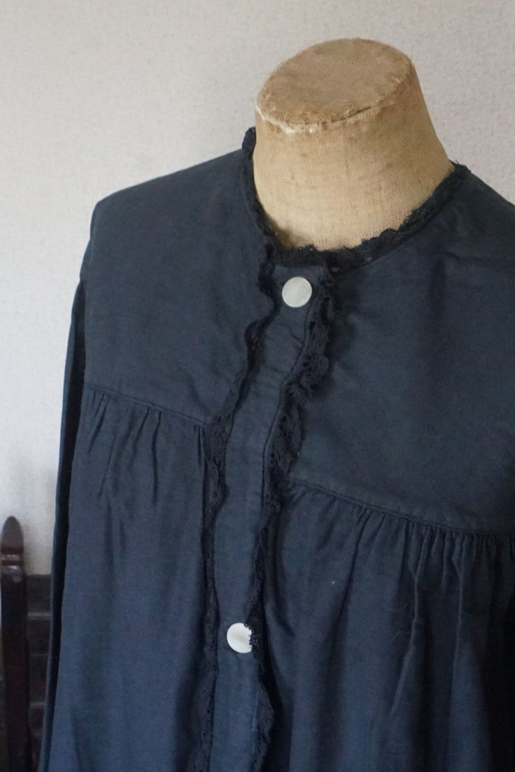 Antique French Cotton Gathered Long Dress