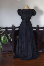 1930’s Black Fuzzy Floral Maxi Dress