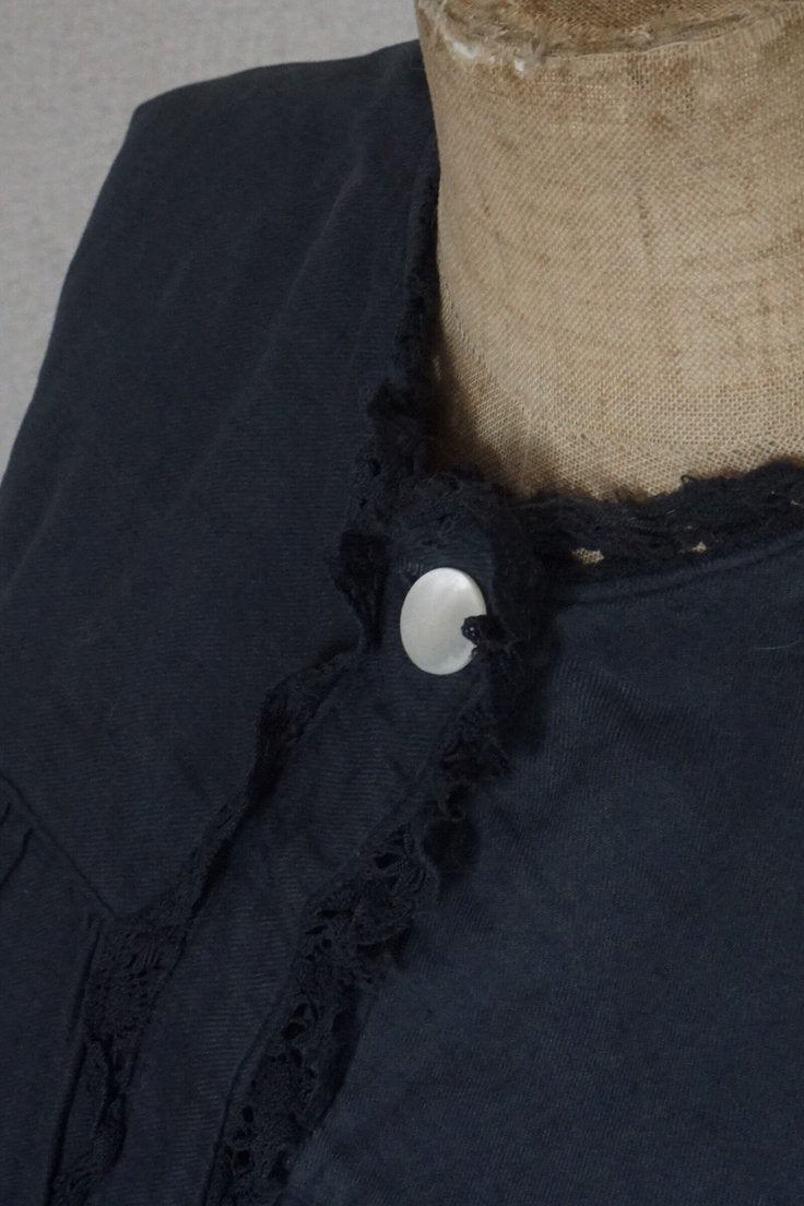 Antique French Cotton Gathered Long Dress
