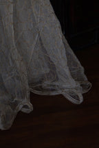 1920’s White×Gold Embroidered Net Maxi Dress