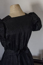 1930’s Black Fuzzy Floral Maxi Dress