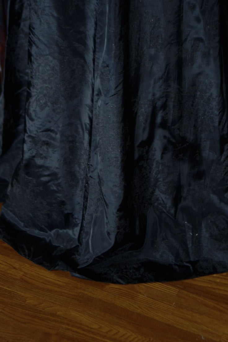 1930’s Black Fuzzy Floral Maxi Dress
