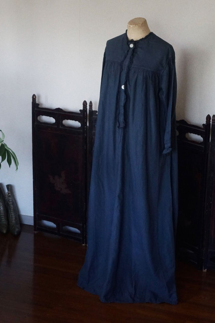 Antique French Cotton Gathered Long Dress