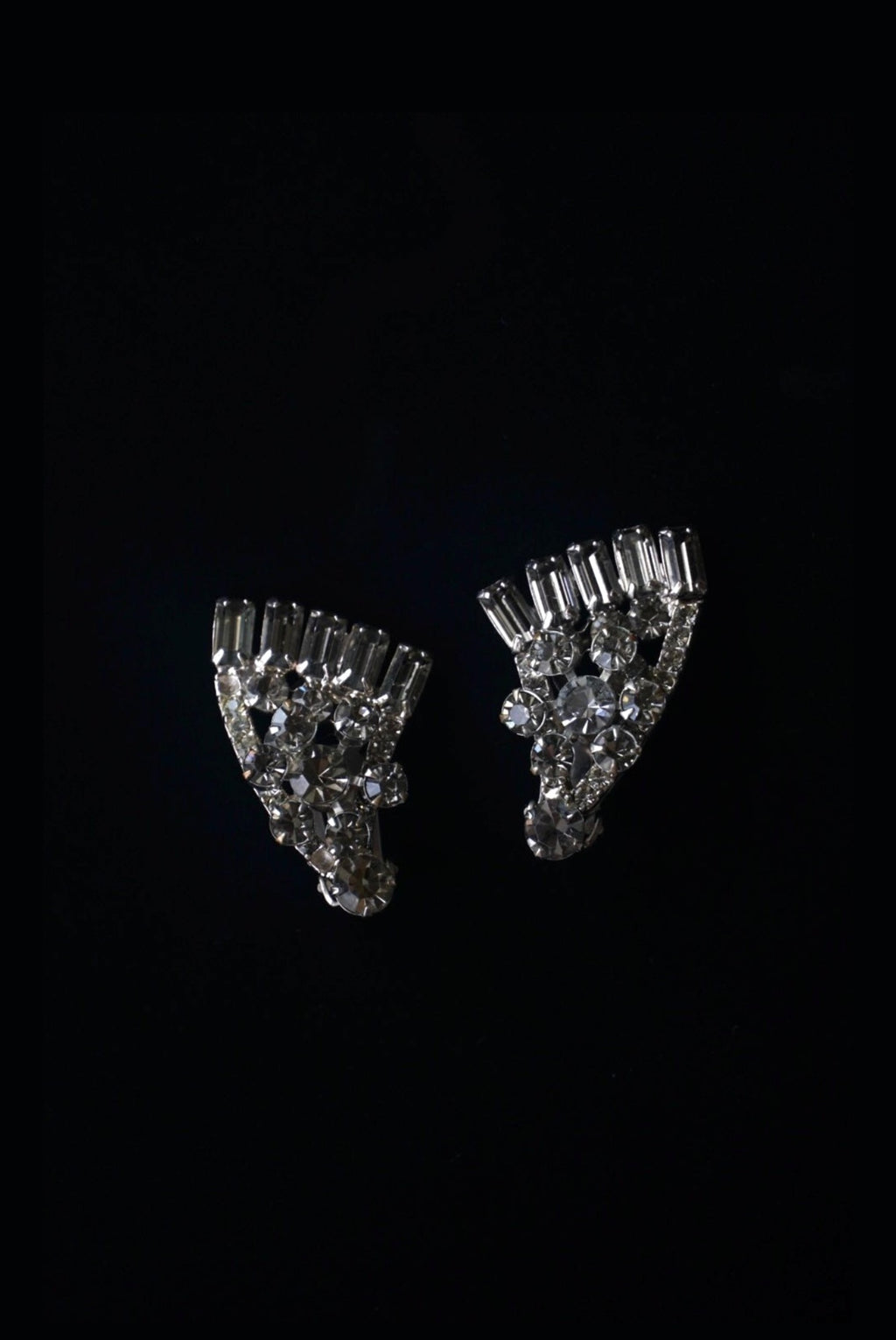 Vintage Smoke Gray Cut Glass Earrings