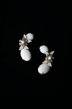 Vintage Flower Milk Glass Earrings