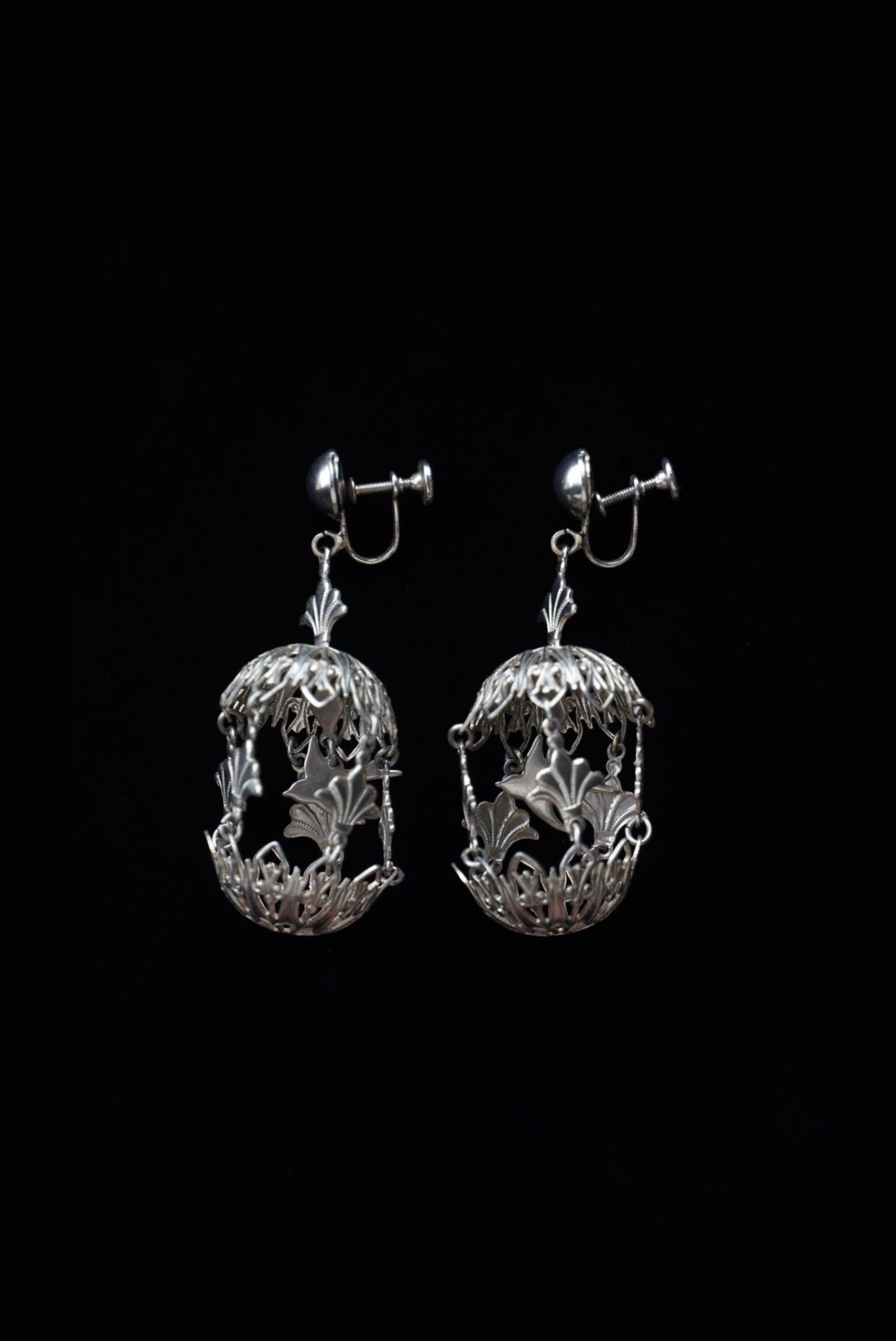 Vintage Filigree Bird Cage Earrings